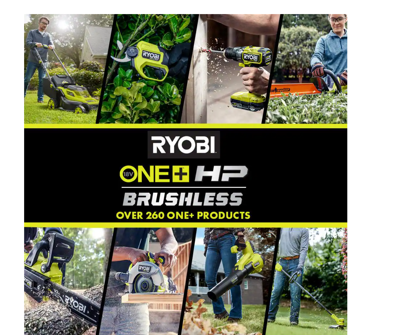 RYOBI P2570 ONE+ HP 18V Brushless Whisper Series 12 in. Cordless Battery Chainsaw with 6.0 Ah Battery and Charger