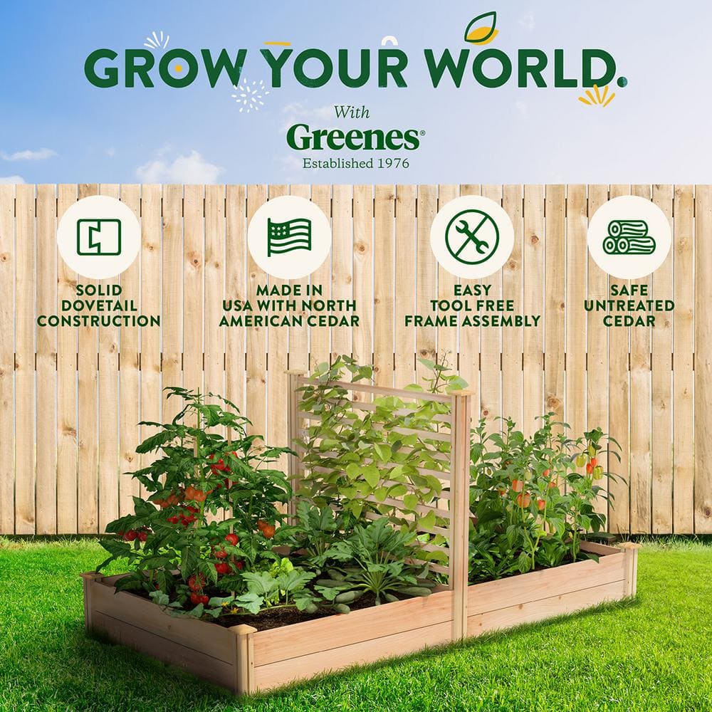 Greenes Fence 4 ft. x 8 ft. X 11 in. Premium Cedar Raised Garden Bed with Trellis RC489612PTRE