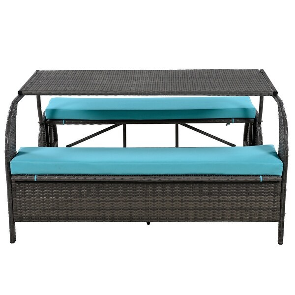 Roomfitters Versatile Outdoor Loveseat Converts to Four Seats and a Table，Durable Design，Ideal for Gardens，Lawns，Patio