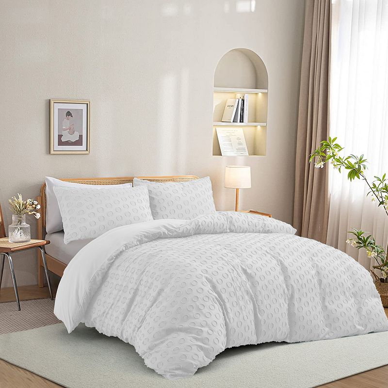 Unikome 3-Piece Ultra Soft Circle Quilted Clipped Duvet Cover Set