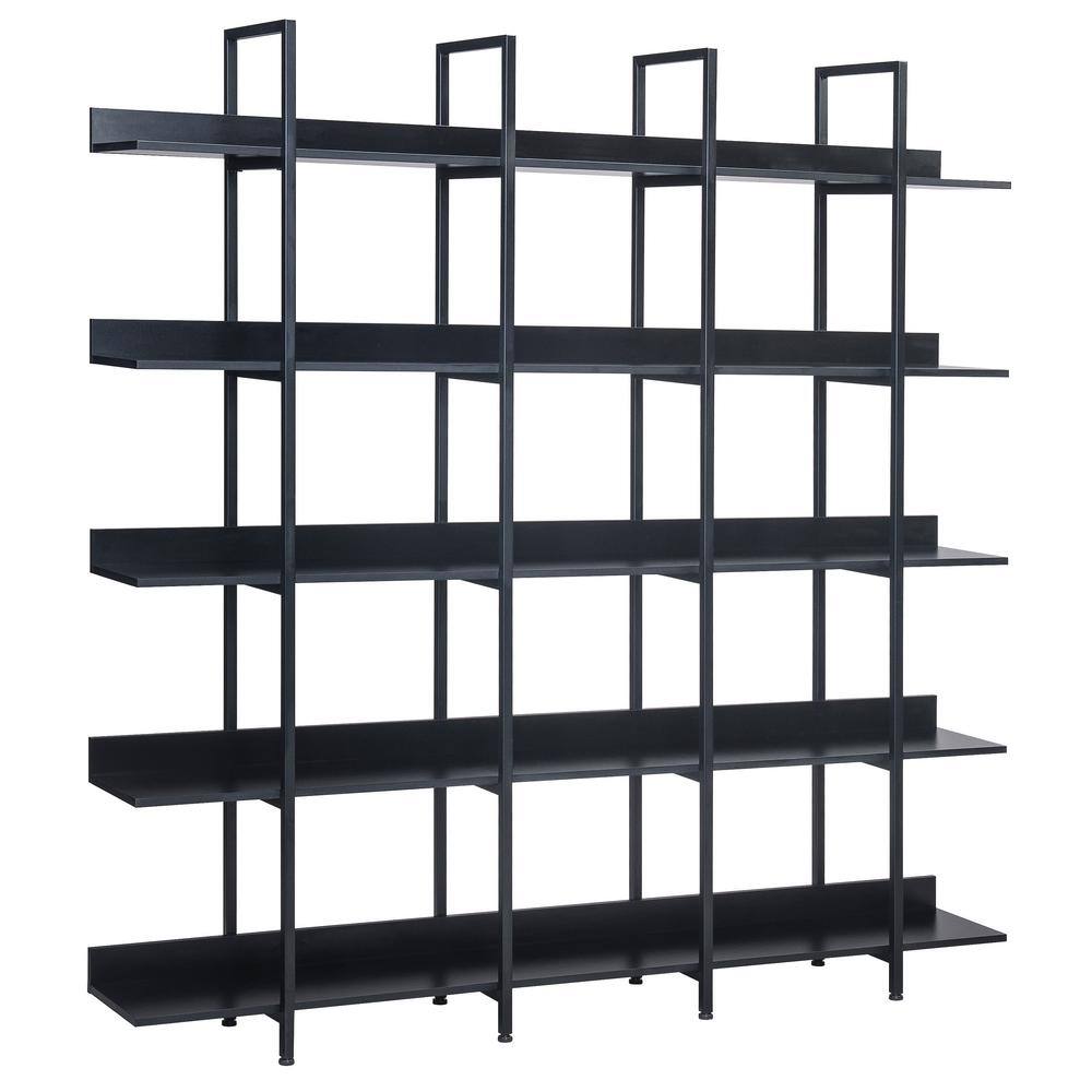 Asucoora Giltner 71 in.Black Metal 5-Shelf Etagere Bookcase.with Open Back NYZWJ004-BK