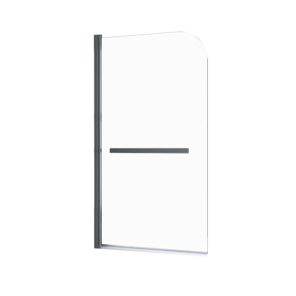 Maincraft 31 in. W x 55 in. H Pivot Frameless Tub Door in Stainless Steel Finish with Temper Glass D01-122303