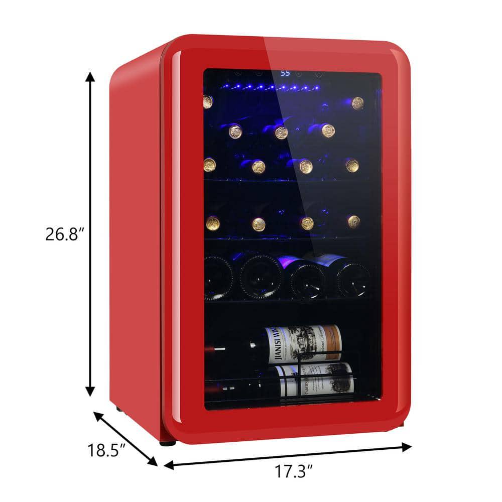 24Bottle Free Standing Wine Cellars Wine Cooler in Red with Digital Temperature Control and UVProtective