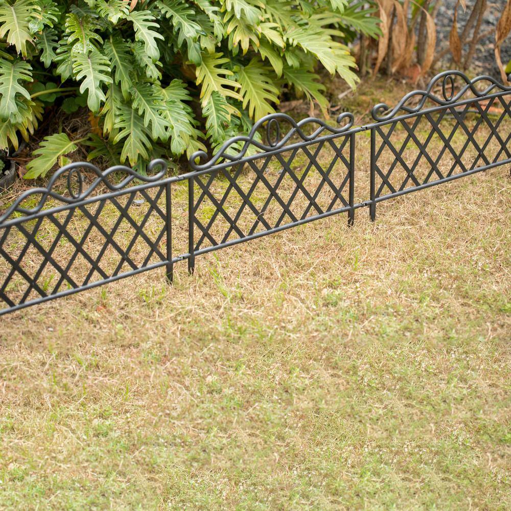 Gardenised 14 in. H Plastic Garden Edging Border Fence with Flower Bed Barrier (Set of 3) QI004078