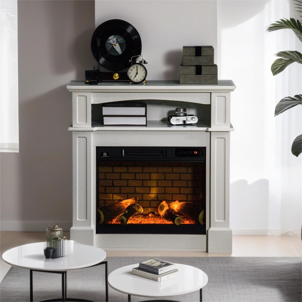 Electric Fireplace with Mantel  Freestanding Heater with LED Log Flame