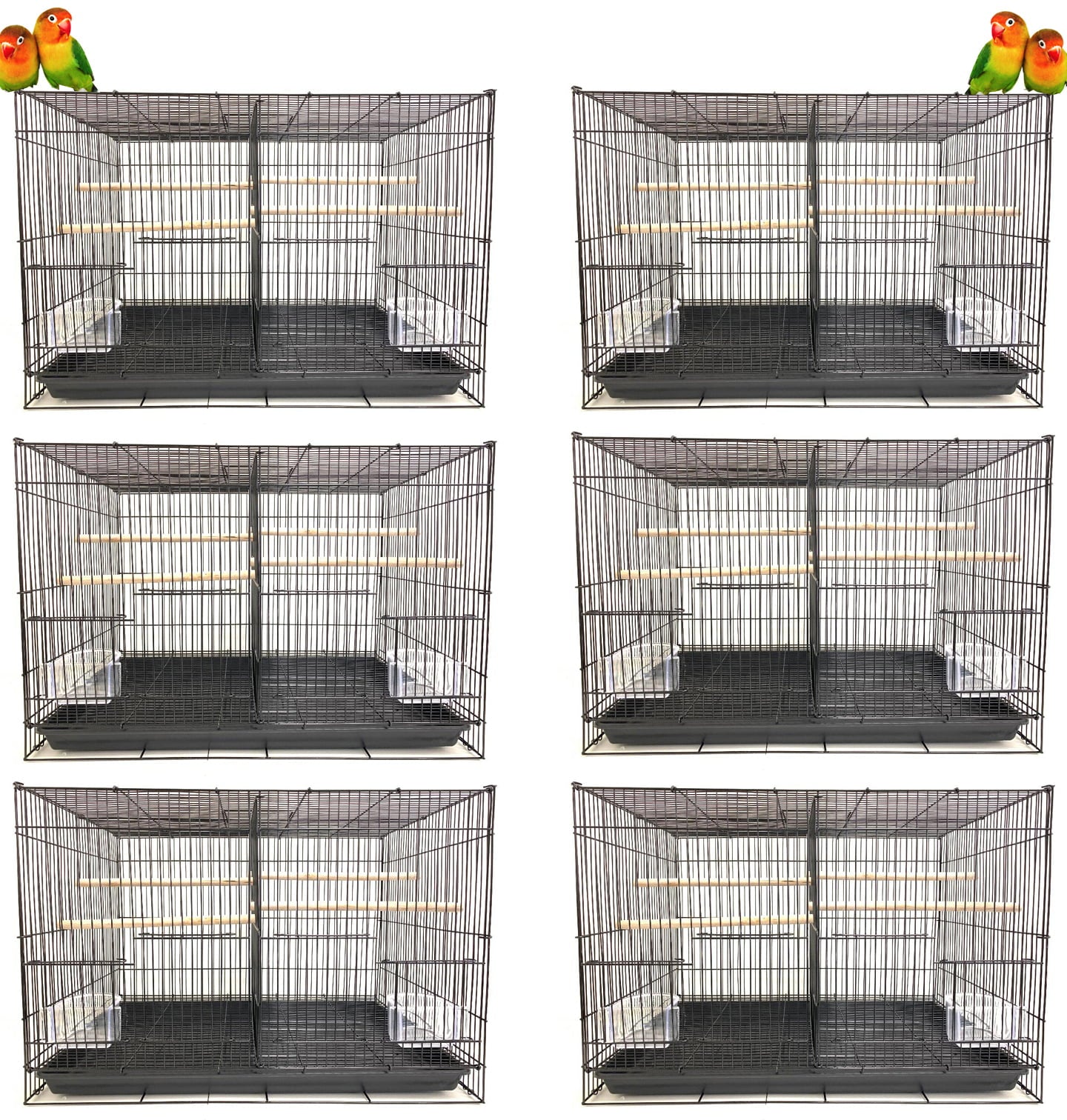 Six of Breeder Bird Flight Center Divider Cages Side Nesting Doors For Breeding Finches Parakeets Lovebirds Aviaries Canaries Budgies Parakeets