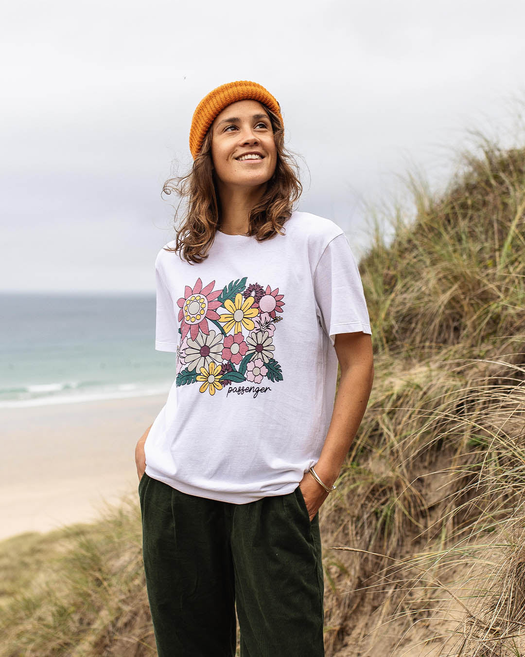 Floral Bloom Recycled Cotton Oversized T-Shirt - White