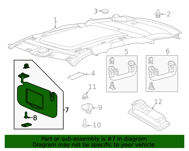 Genuine OE Ford Visor Assembly - Sun - LC5Z-7804105-BF