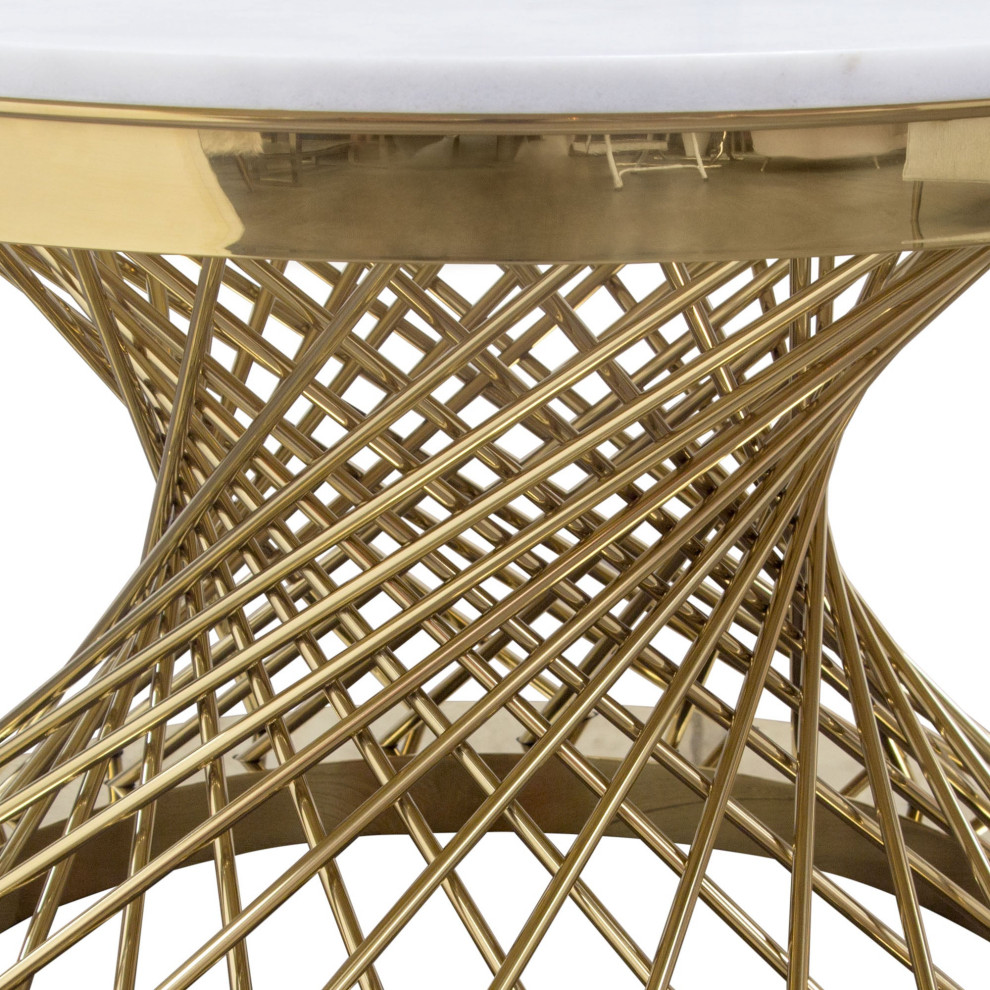 Solstice 35 quotRound Cocktail Table With Spiral Spoked Base  Gold   Contemporary   Coffee Tables   by clickhere2shop  Houzz