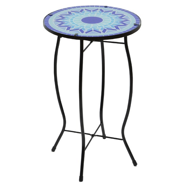 Blue Sun Mosaic Glass Patio Side Table