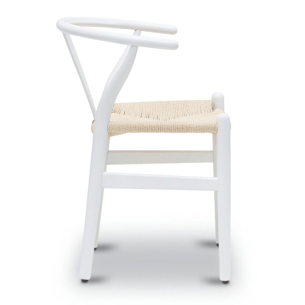 Poly and Bark Weave Chair   Solid Wood Frame (White)