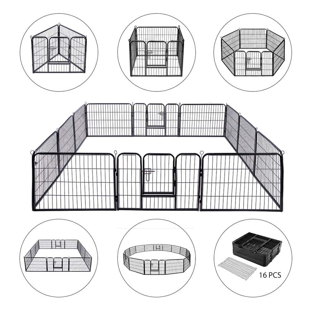 VIVOHOME Foldable Metal Wireless Indoor Outdoor Pet Fence Playpen Kit (16-Pieces) X00241H5M5