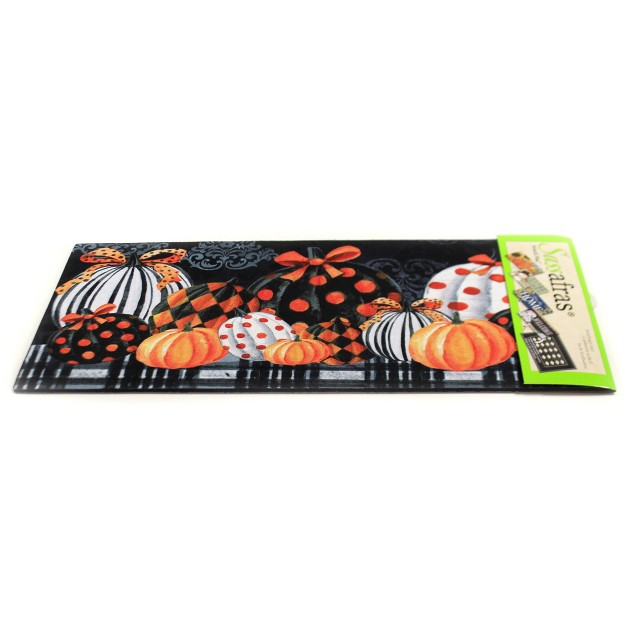 Home amp Garden Elegant Pattern Pumpkins Mat One Insert Mat 25 Inches Sassafras Halloween 431572 Rubber Black