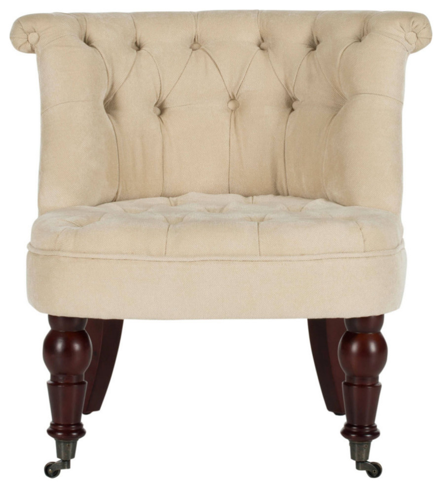 Roland Tufted Chair Natural Cream   Traditional   Armchairs And Accent Chairs   by V.S.D Furniture  Houzz