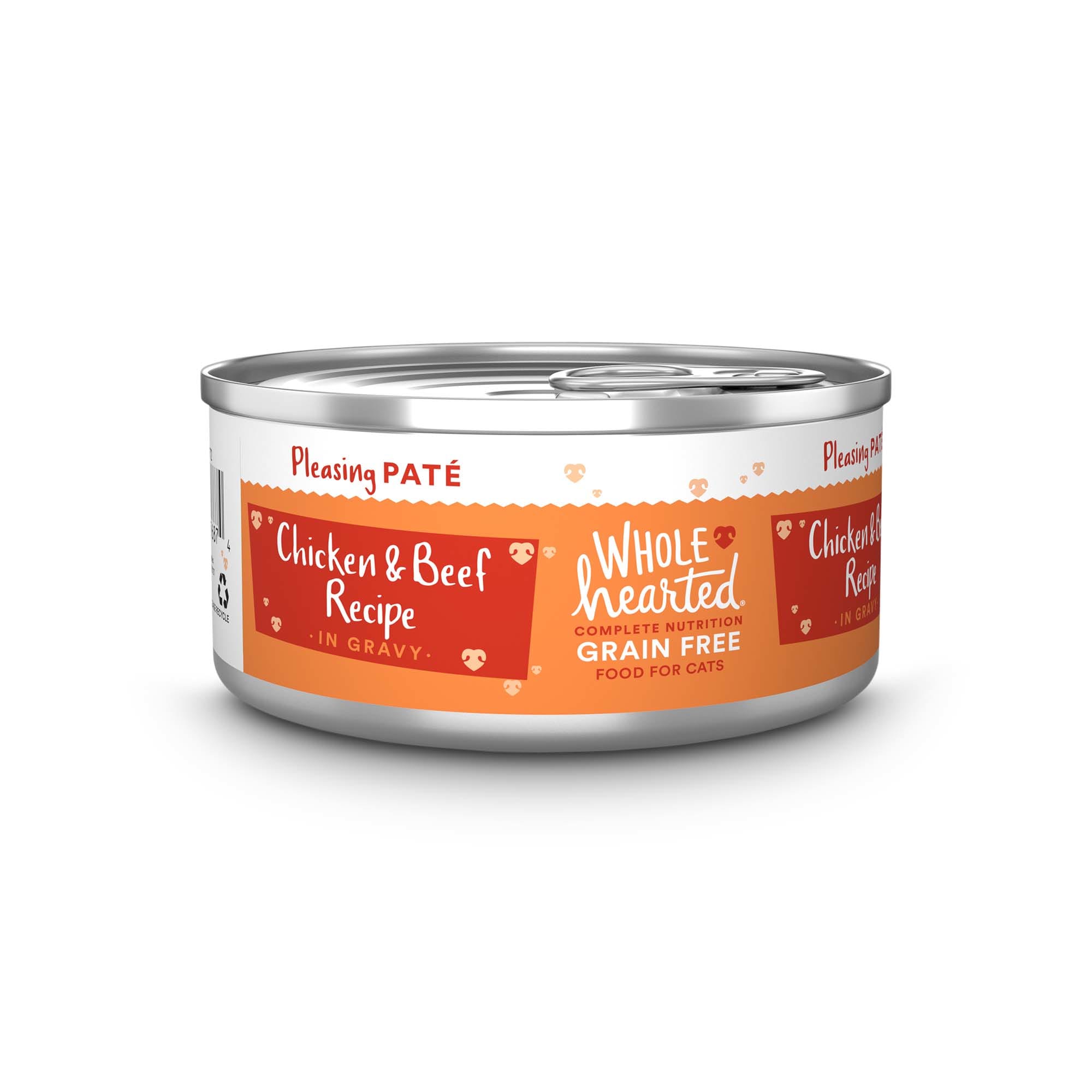 WholeHearted All Life Stages Grain-Free Chicken  Beef Recipe Pate Wet Cat Food， 5.5 oz.， Case of 12