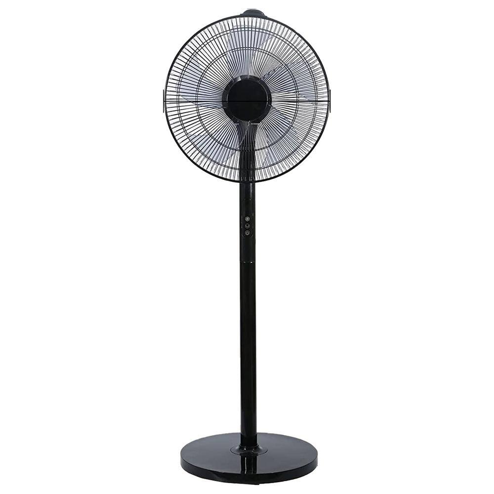 Amucolo 49.5 in. Oscillating Adjustable 12-Levels Speed Black Pedestal Fan with Remote Control and Timer DHS-CYHI-16WRC