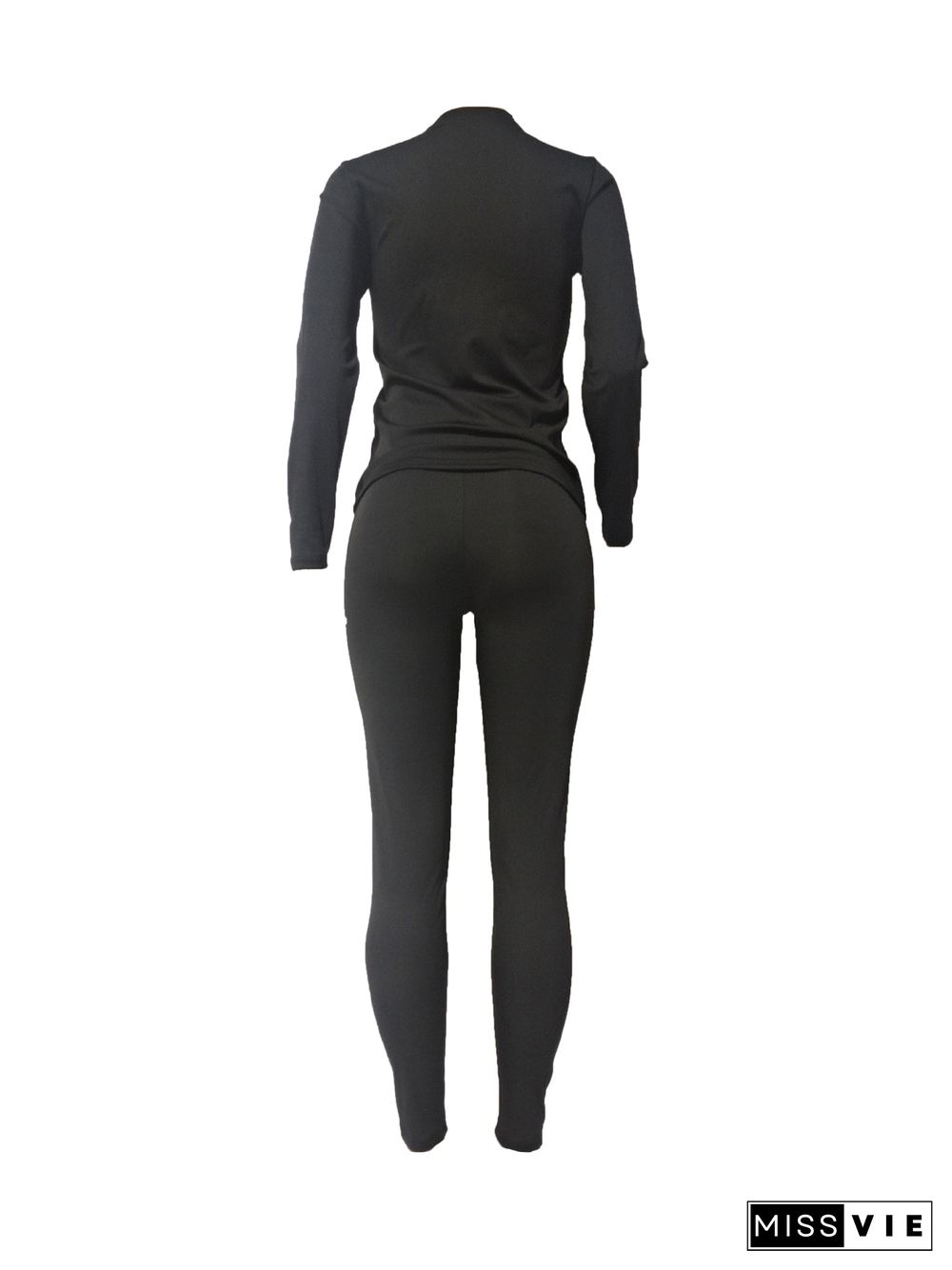 Fitness Long Sleeve T Shirt Tops 2 Piece Pant Sets