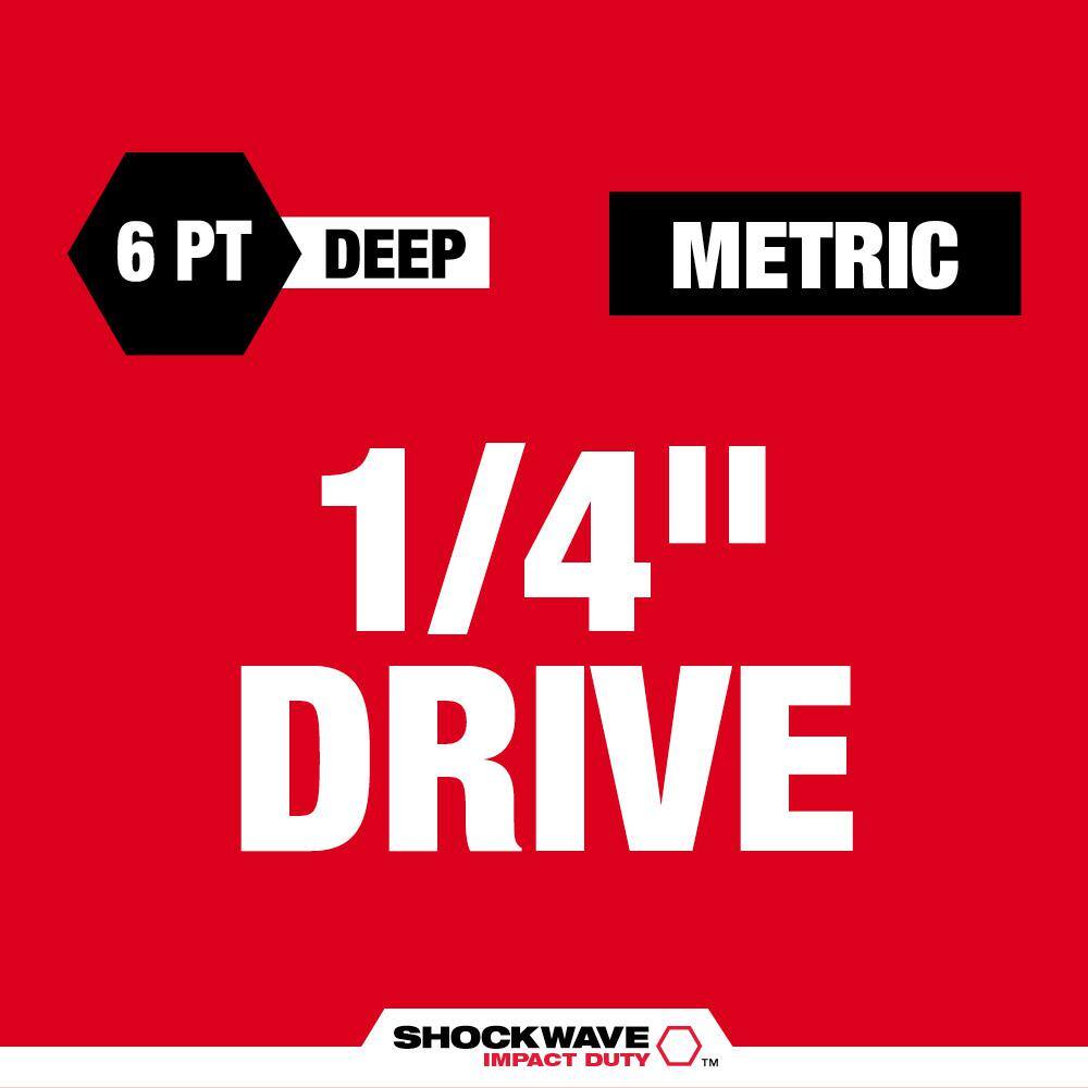 MW SHOCKWAVE 14 in. Drive Metric Deep Well 6 Point Impact Socket Set (14-Piece) 49-66-7003