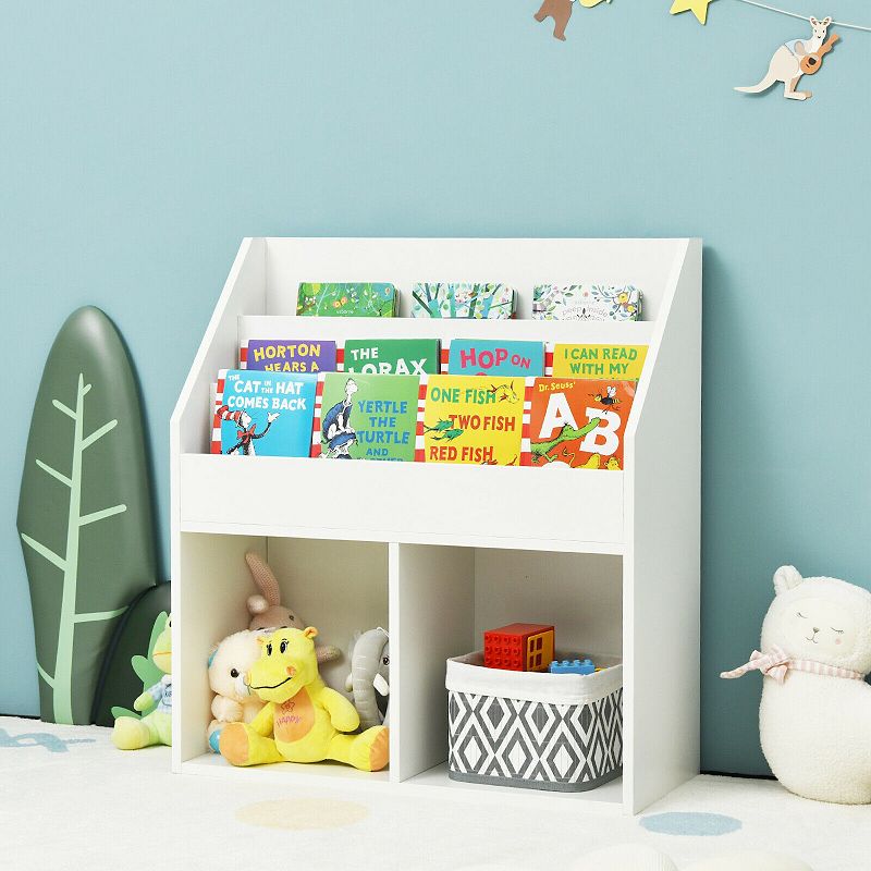 Kids Wooden Bookshelf Bookcase Children Toy Storage Cabinet Organizer White