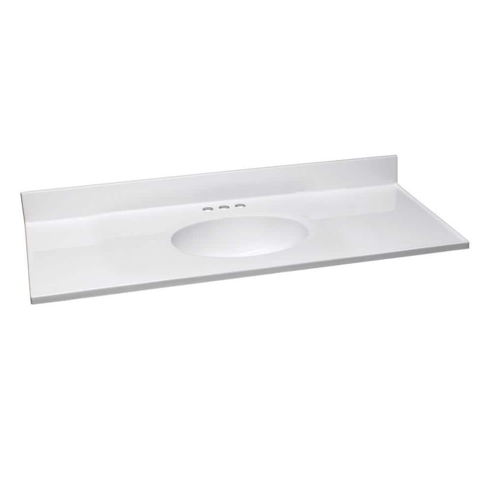 Design House 49 in W x 19 in D Cultured Marble Vanity Top in Solid White with Solid White Basin with 4 in Faucet Spread