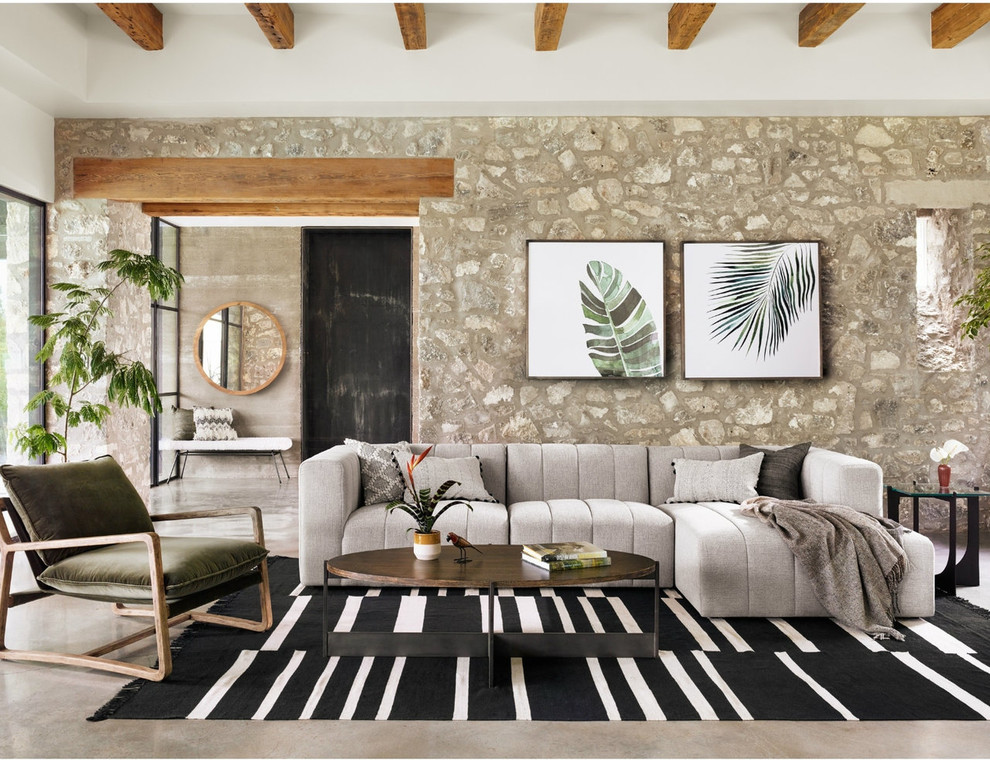 Langham Channel Tufted 2 Piece Modular Sectional Raf   Contemporary   Sectional Sofas   by Zin Home  Houzz