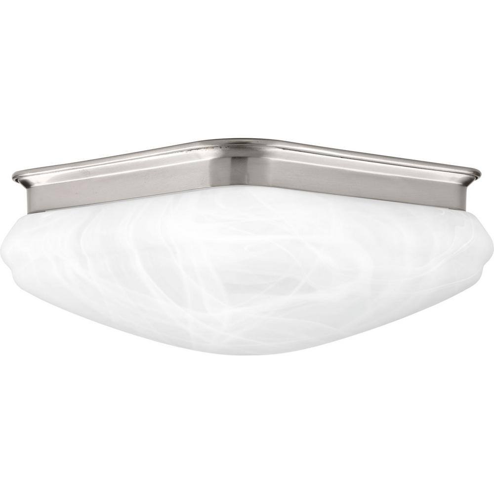 Progress Lighting 9.5 in. Square Glass FM Collection 17 -Watt Brushed Nickel Integrated LED Flush Mount P350019-009-30