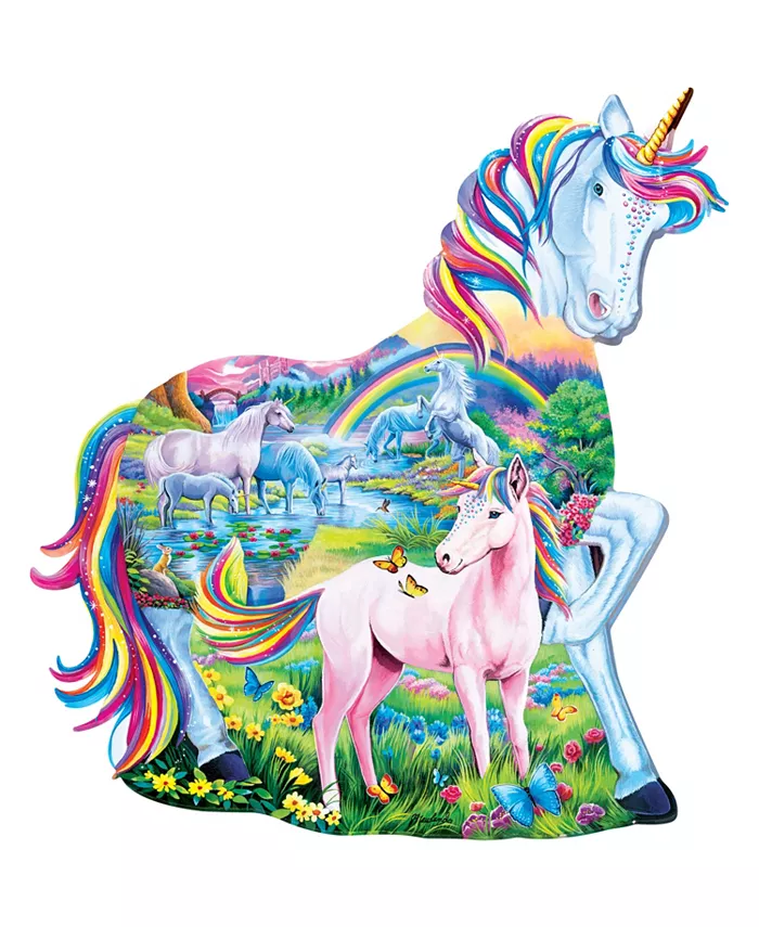 MasterPieces Puzzles Shaped - Unicorn Family 100 Piece Kids Jigsaw Puzzle