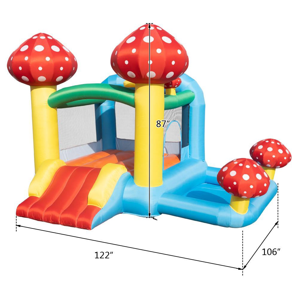 Inflatable Bounce House with Slide, Jumping Castle with Blower and Wave Pool, Inflatable Bouncer Playhouse with Basketball Rim for Kids