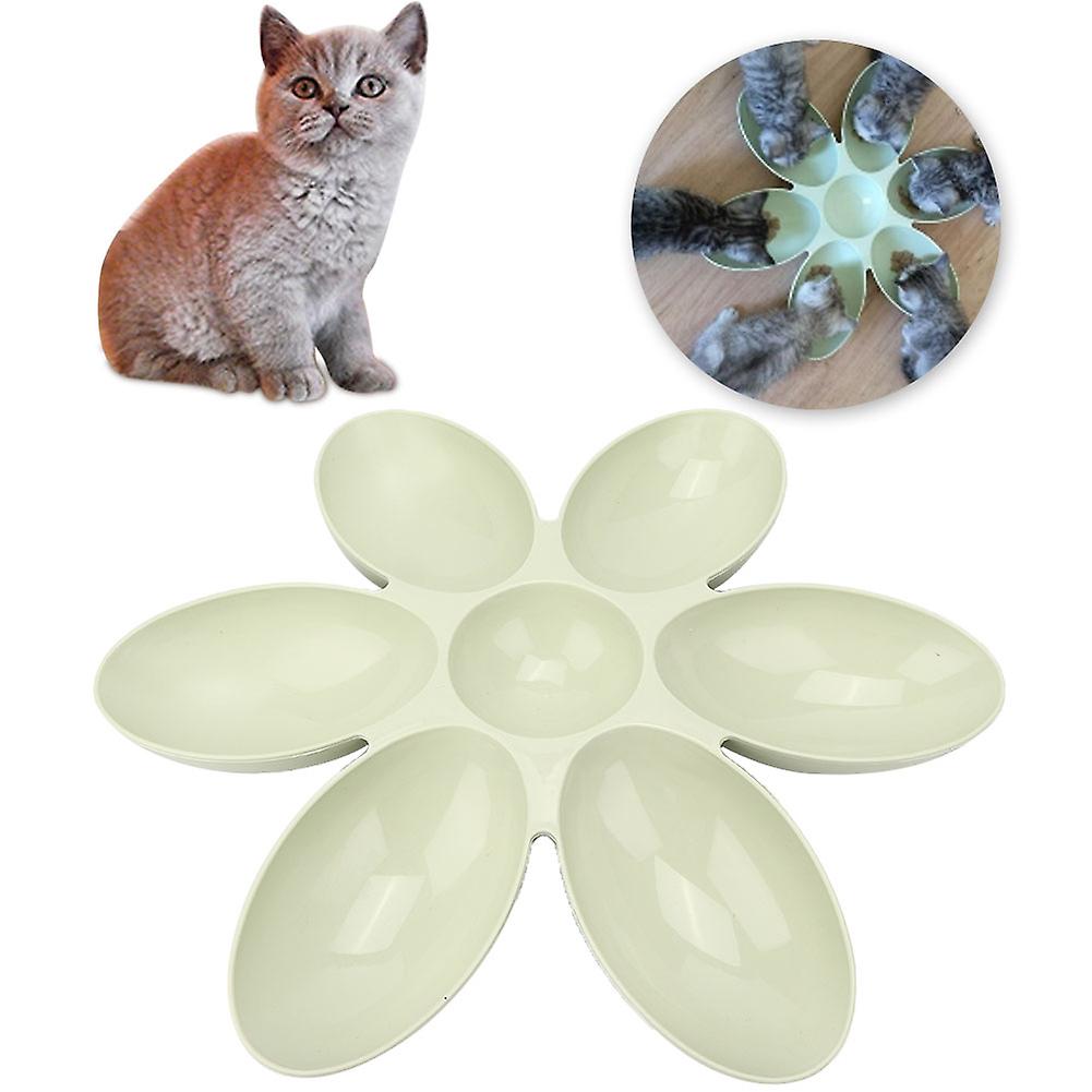 Pp Durable Pet Six Petals Multiple Case Food Feeder Water Feeding Bowl For Cats Dogs Generalgreen