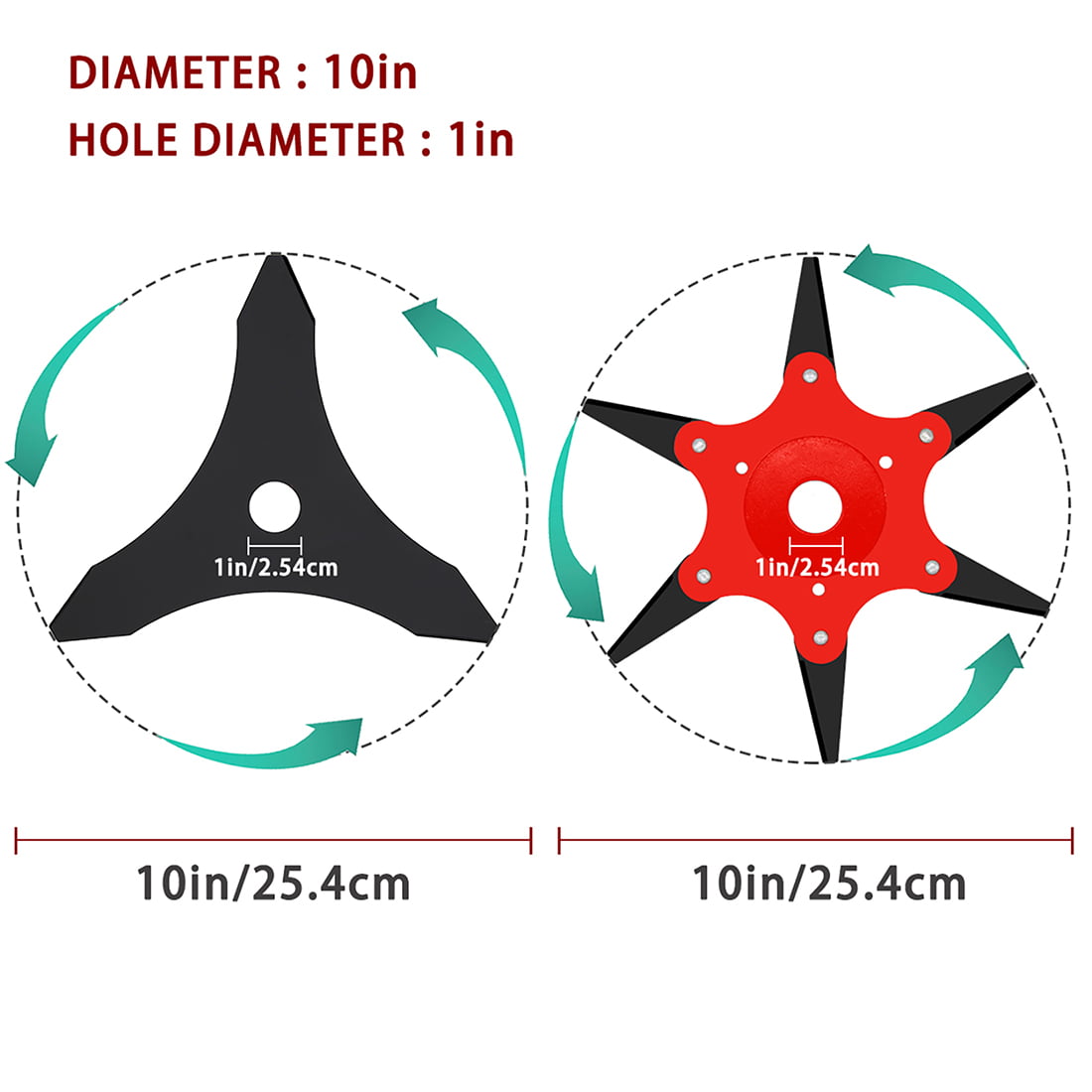 HXXF 6 Steel Razors Trimmer Head & 3 Teeth Brush Cutter Blade, 65Mn Grass Steel Blades Tool with Adapter Accessories for Mower Weed Tools Mower Weed Tools