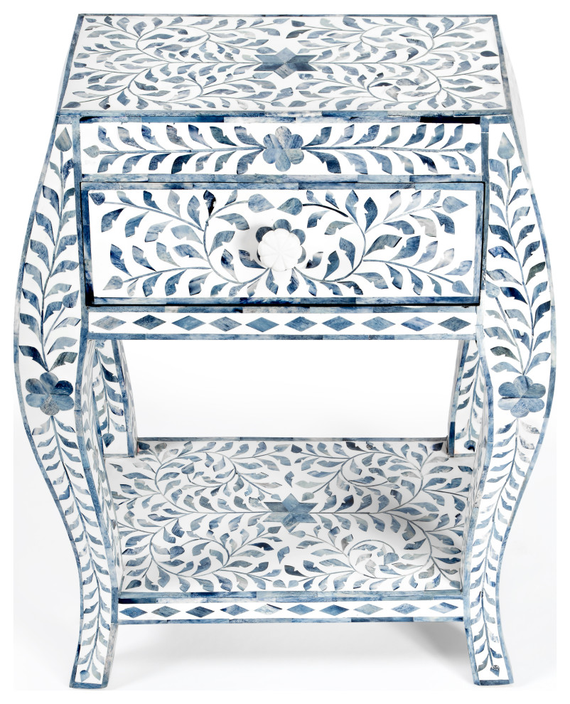 Butler Trubadur Blue and White Bone Inlay Side Table   Mediterranean   Side Tables And End Tables   by Butler Specialty Company  Houzz