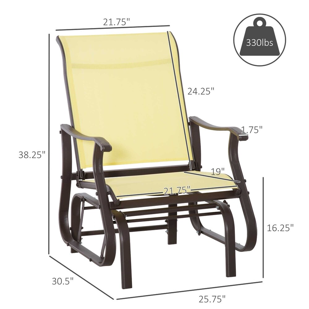 Outsunny Outdoor Swing Glider Chair  Patio Mesh Rocking Chair with Steel Frame for Backyard  Garden and Porch