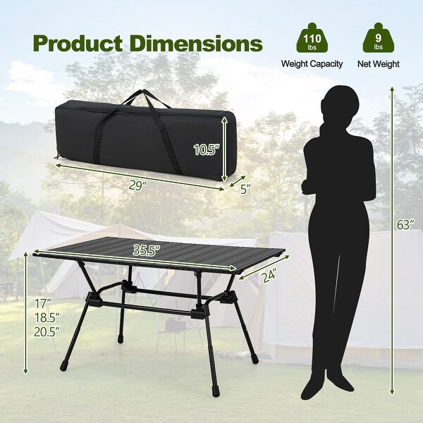 Costway HeavyDuty Aluminum Camping Table，Folding Outdoor Picnic