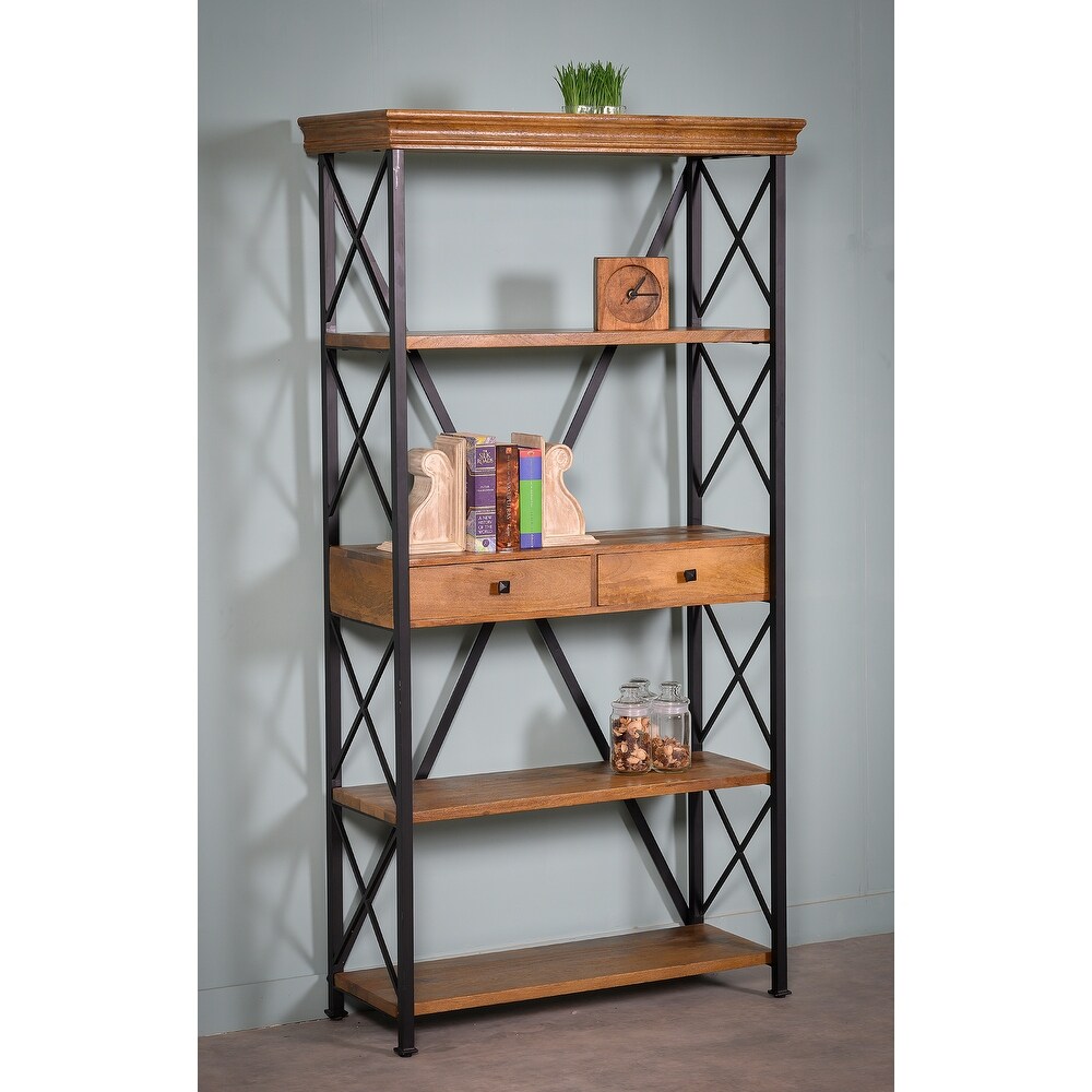 Dakota Wood Metal Tall Etagere Bookshelf