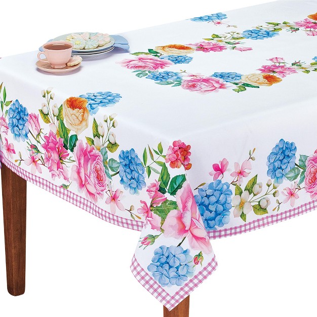 Collections Etc Beautiful Printed Spring Flowers Accent Tablecloth