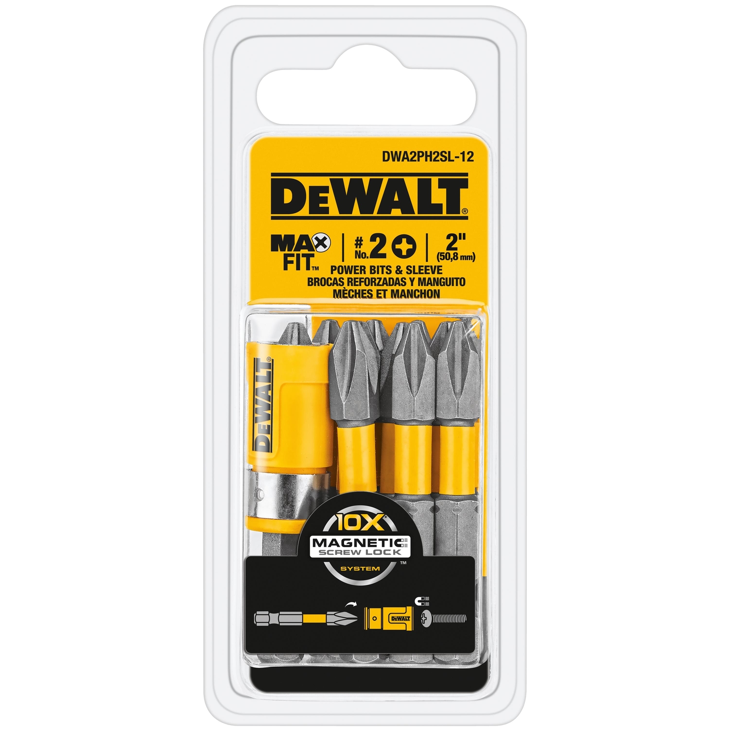 DW Max Fit Phillips #2 X 2 in. L Power Bit and Sleeve Set S2 Tool Steel 12 pc