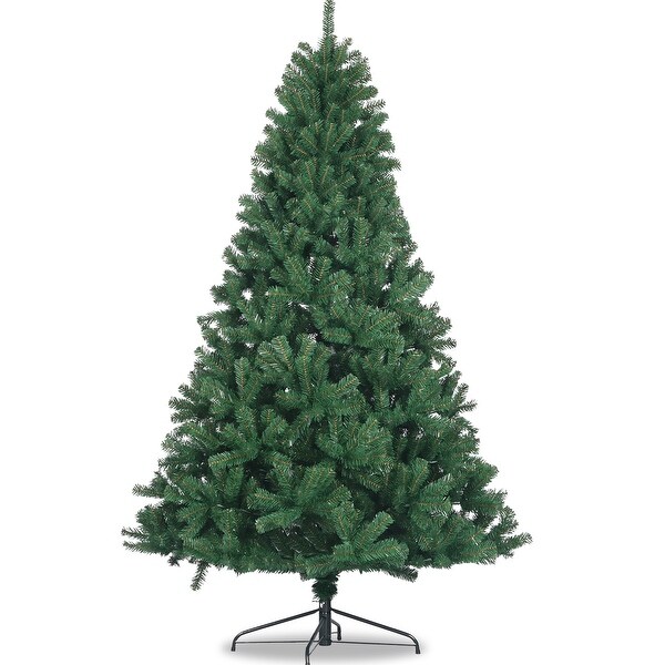 Full Spruce Artificial Christmas Tree，8FT/7.5FT/6FT Unlit PVC Fir with 1680/1400/1000 Tips，Metal Stand，Indoor Decor