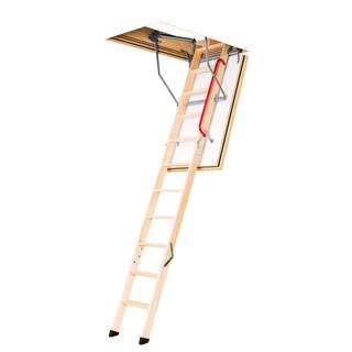 Fakro New LWF 8 ft. - 10 ft. 30 in. x 54 in. Fire Rated Insulated Wood Attic Ladder with 300 lb. Maximum Load Capacity 869720