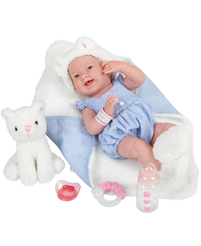 JC TOYS La Newborn 15 Real Girl Baby Doll with Pet Cat Set  10 Pieces