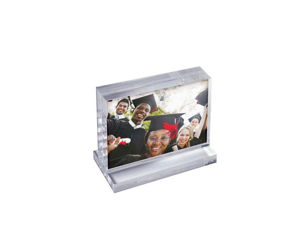 Azar Displays The Imperial Collection Acrylic Block Frame On Acrylic Base Horizontal 7 quot w X 5 quot h