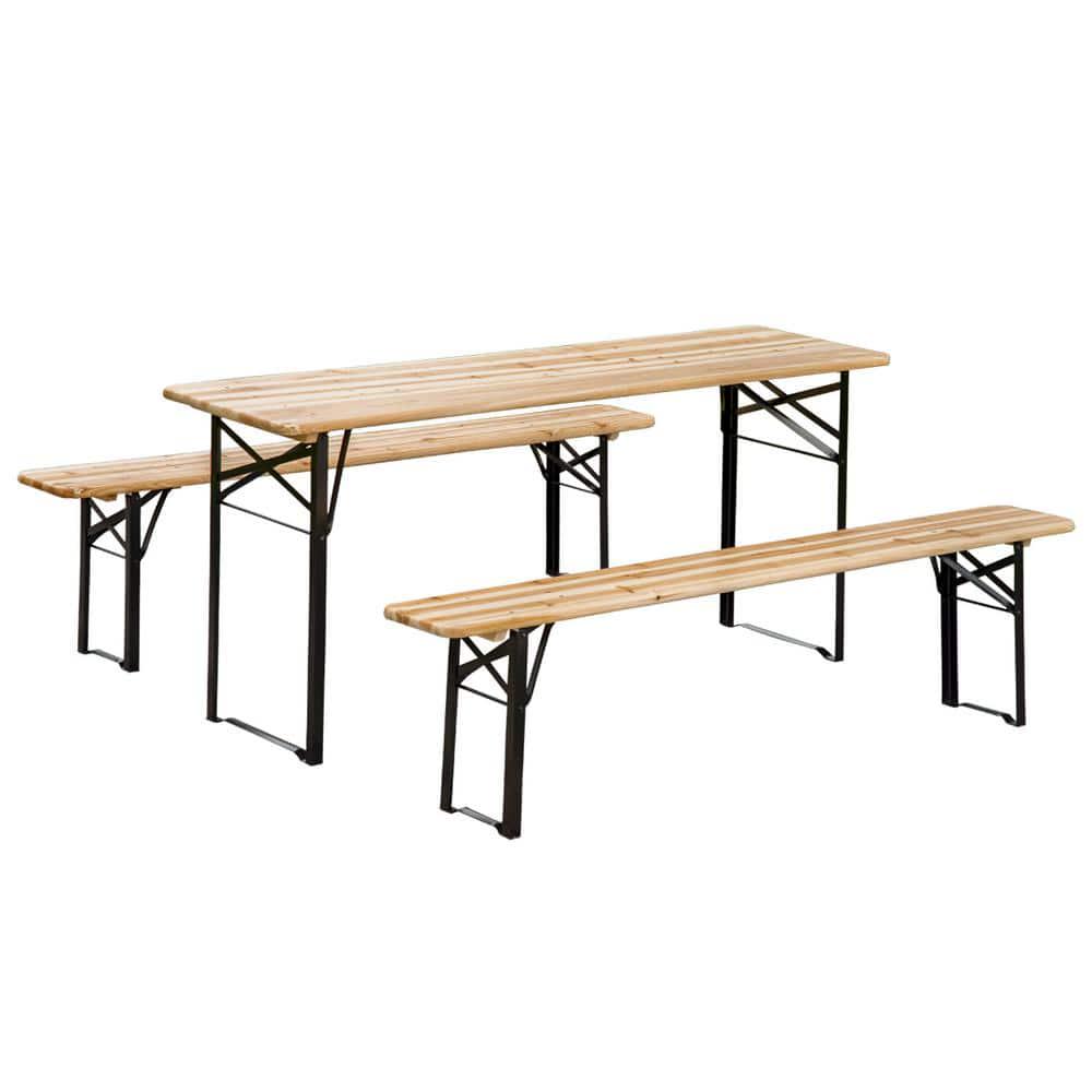 Outsunny 6 ft Wooden Folding Picnic Outdoor Table Bench Set