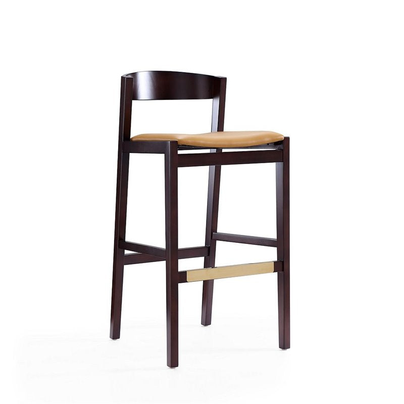 Manhattan Comfort Klismos 40.75 in. Camel and Dark Walnut Beech Wood Barstool (Set of 2)