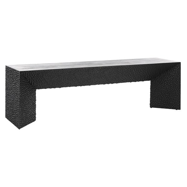 Cordilia 60-inch Long Black Pine Dining Bench with Textured Sides and Belly