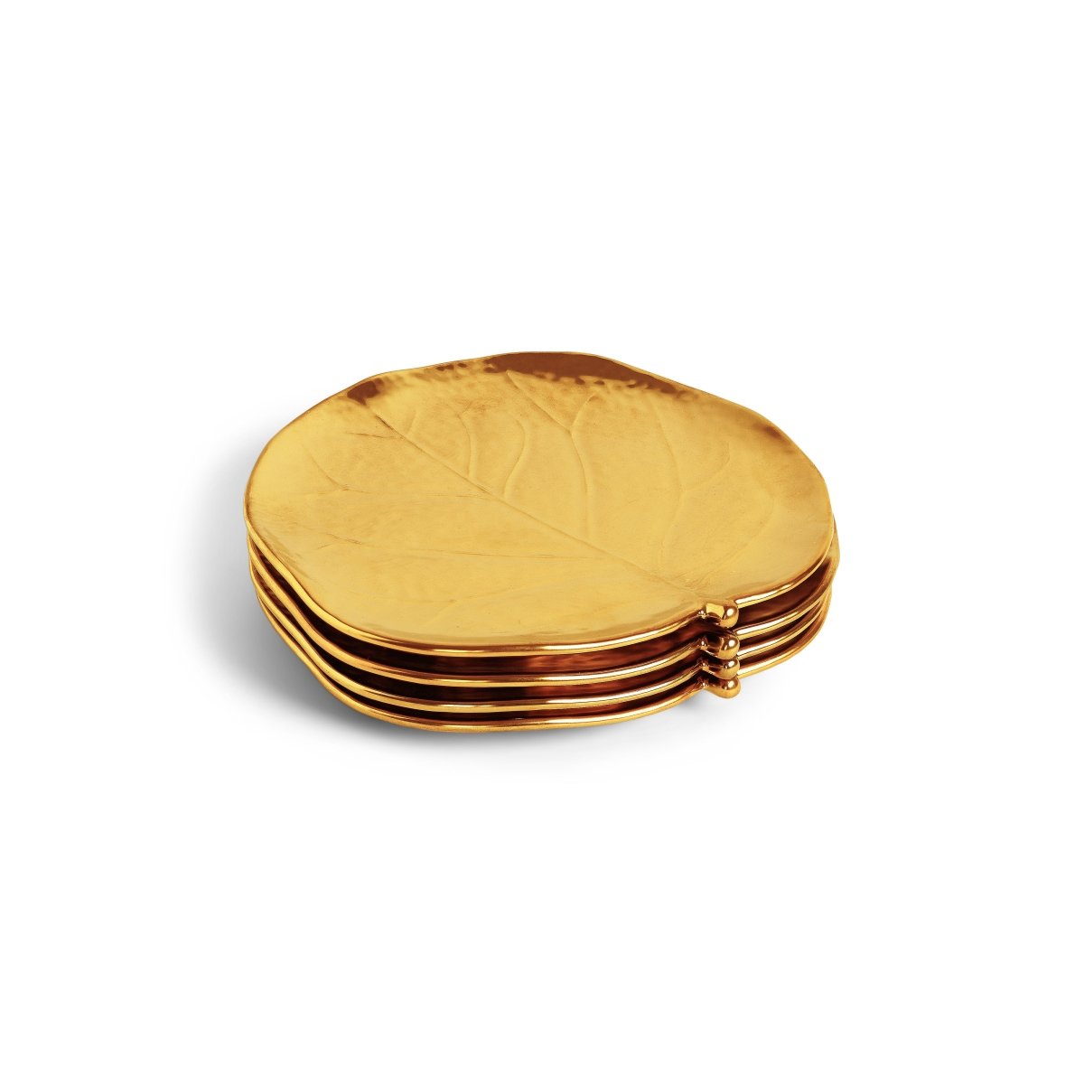 Botanical Leaf Gold Tidbit Plates Set