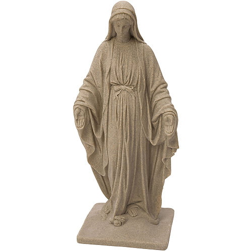 Virgin Mary Statue – Natural Sandstone Appearance – Made of Resin – Lightweight – 34”