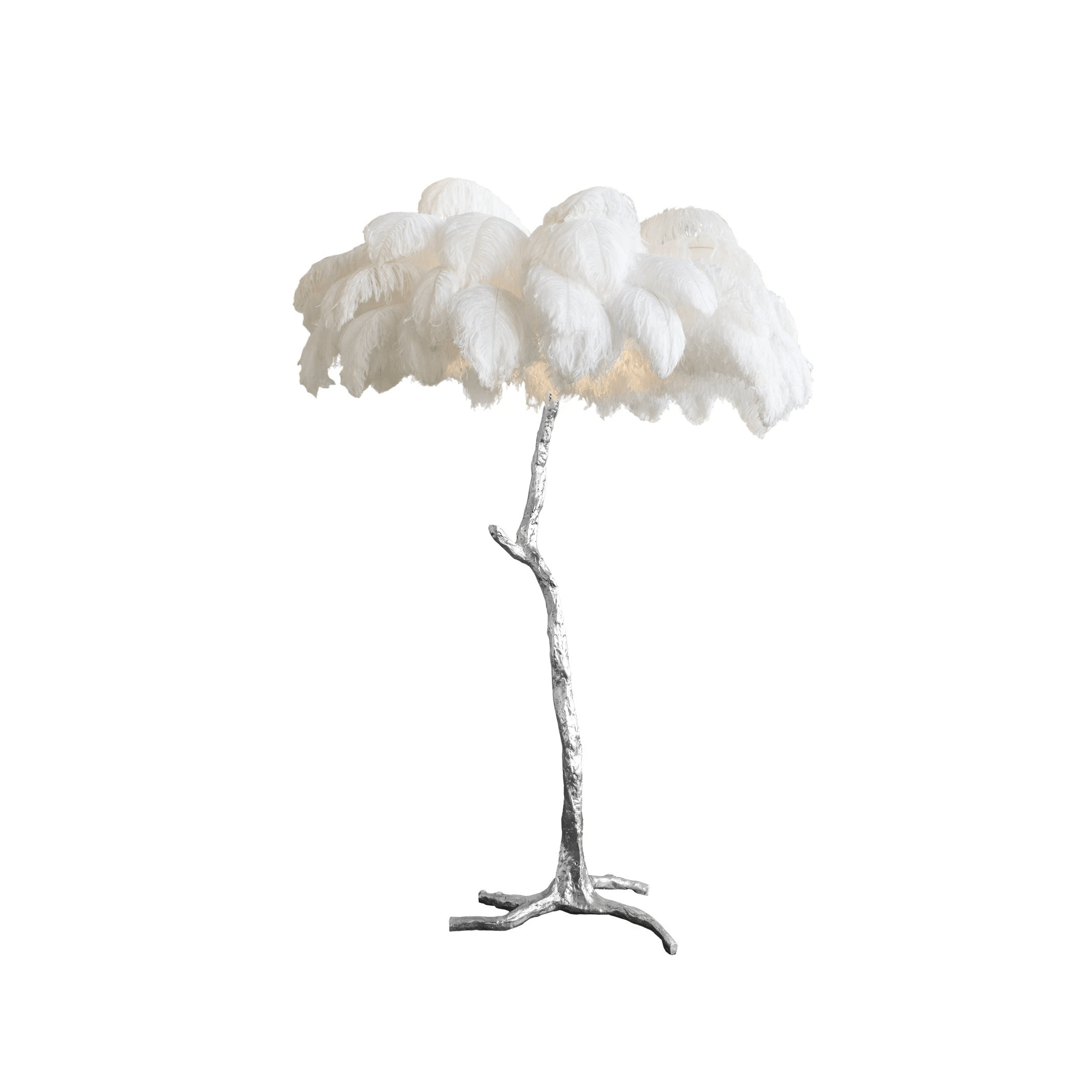 Ostrich Feather Brass Floor Lamp