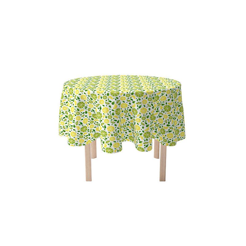 Round Tablecloth， 100% Cotton， 60 Round， Citrus Summer