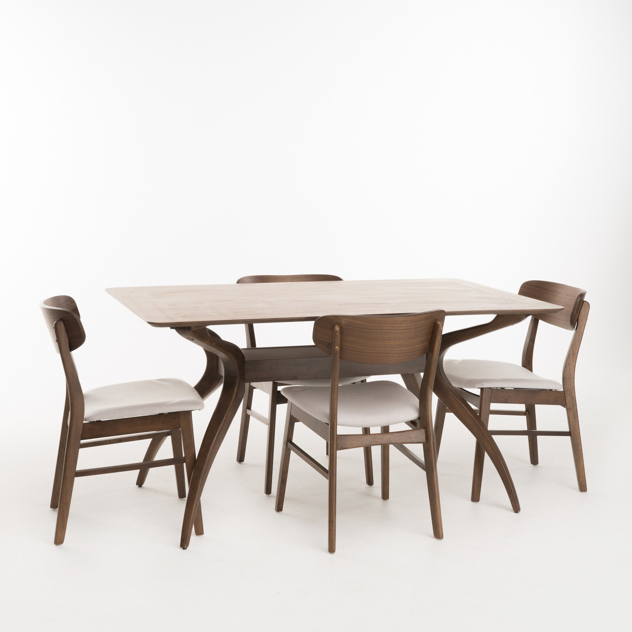 Leona Mid-Century Modern 5 Piece Dining Set