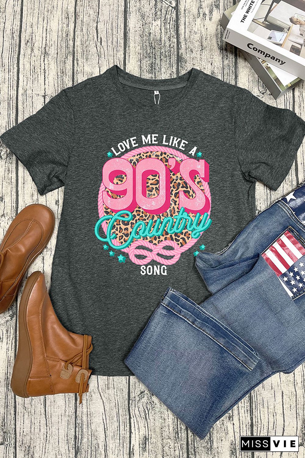 Love Me Like A 90's Country Song Short Sleeve Graphic Tee Wholesale