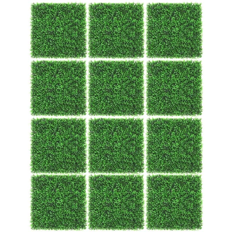 12 Pcs Artificial Wall Hedge Grass Wall Panels 20x20 inch Garden Privacy Fence Screen